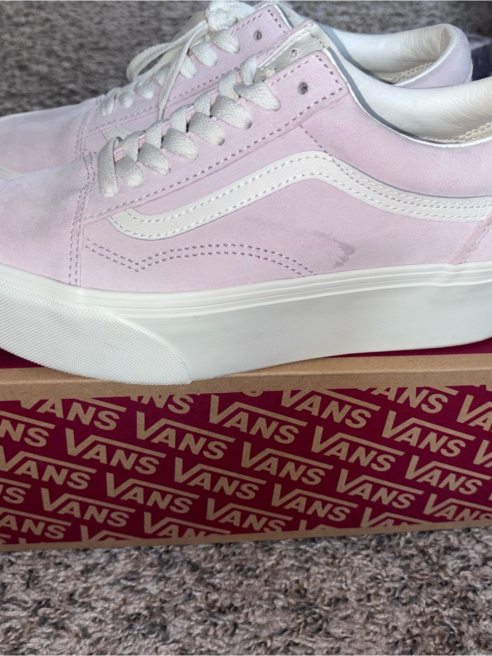 Vans Suede Old Skool Platform Sneakers - Light Pink & White